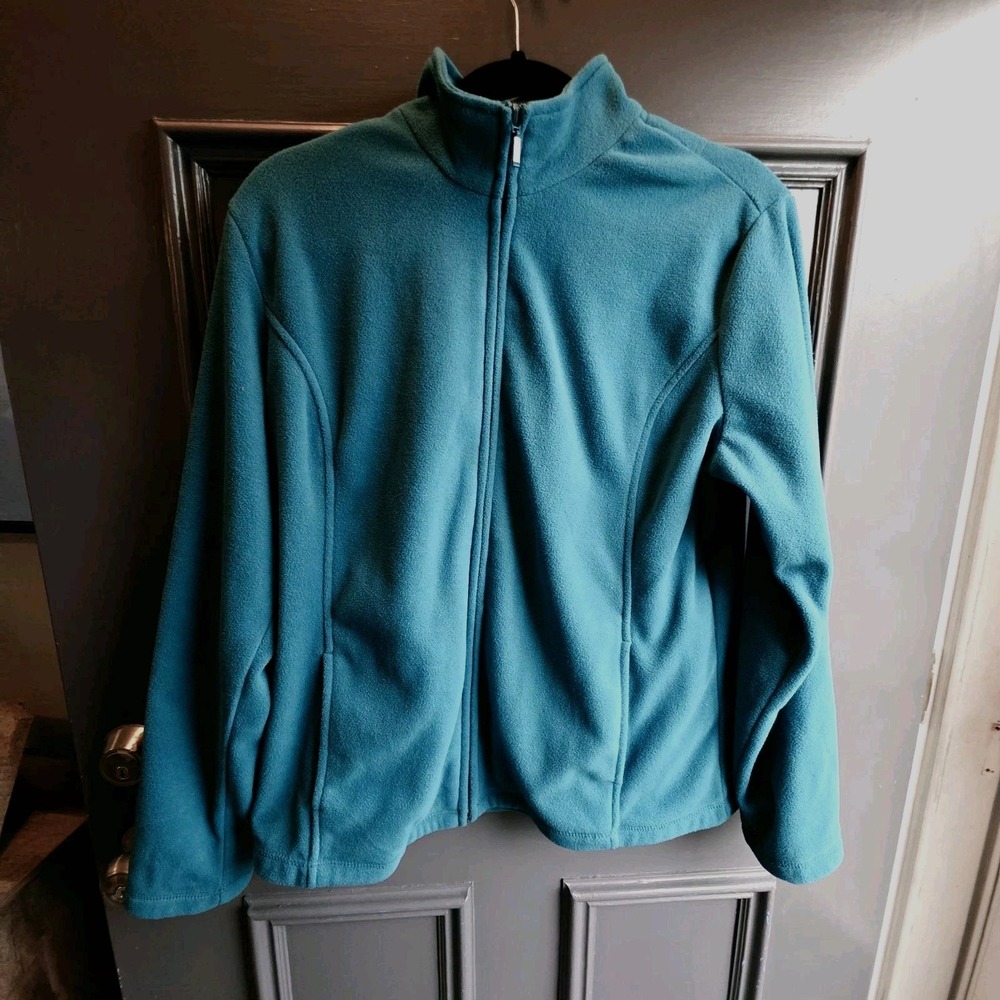 Laura Scott Women's Full Zip Fleece -Large -Teal Green